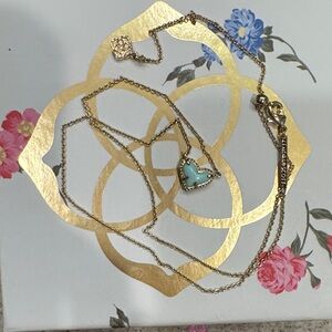 Kendra Scott Gold Necklace with Blue Heart Pendant